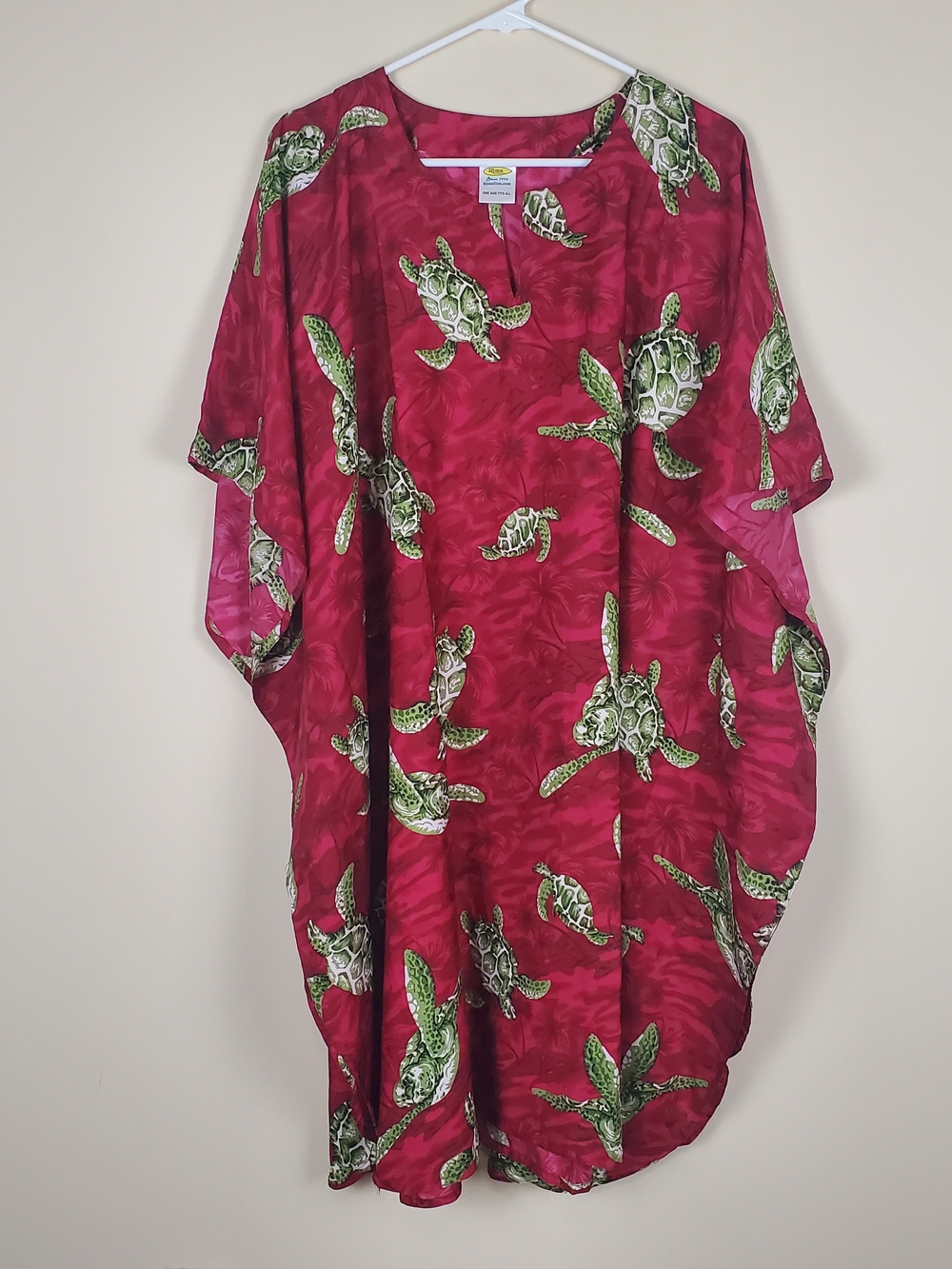 Rima Dark Pink Sea Turtle Print Beach Kaftan Size One Size Fits All